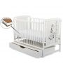 BabyNeeds - Patut din lemn Timmi Girafa 120x60 cm, cu sertar, Alb&nbsp;+ Saltea 8 cm