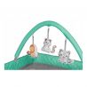 Lionelo - Patut pliant cu nivel suplimentar si arcada, Flower, Gri/ Turquoise