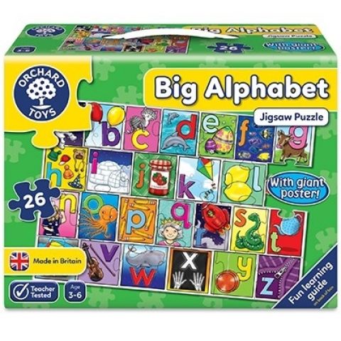 Orchard Toys Puzzle de podea in limba engleza Invata alfabetul (26 piese - poster inclus) BIG ALPHABET JIGSAW