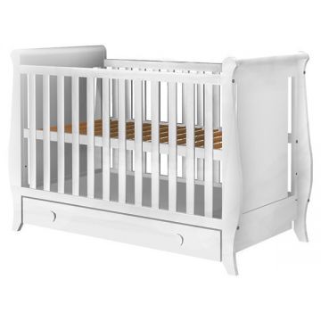 Hubners Patut copii din lemn Mira 120x60 cm alb cu sertar