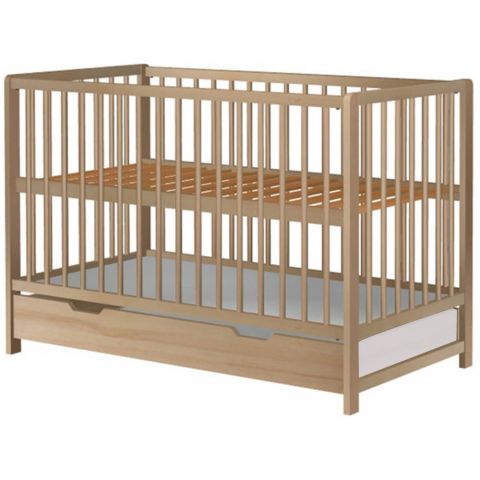 Hubners Patut copii din lemn Dominic 120x60 cm natur cu sertar