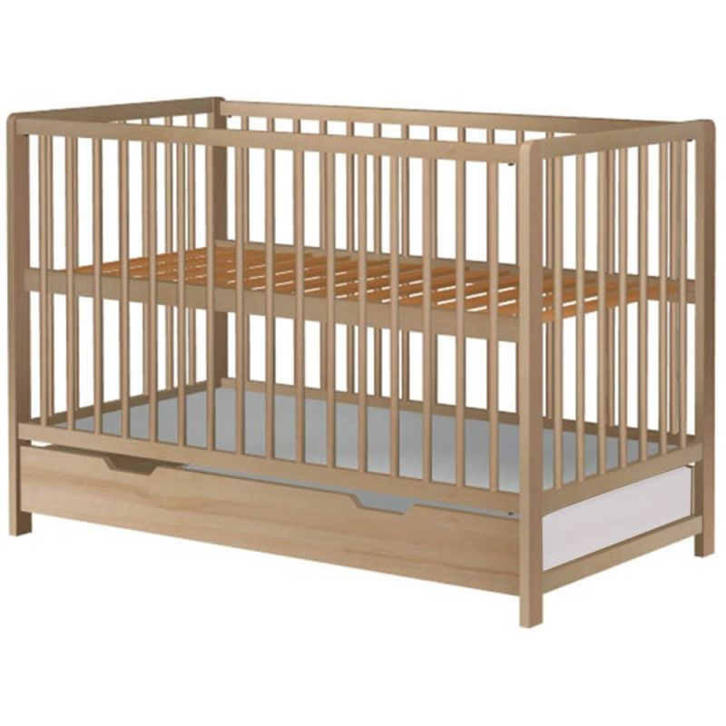Hubners Patut copii din lemn Dominic 120x60 cm natur cu sertar