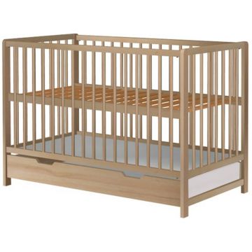 Hubners Patut copii din lemn Dominic 120x60 cm natur cu sertar