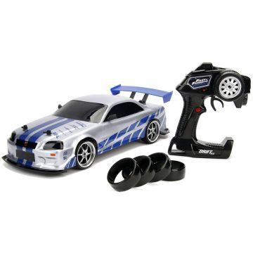 Jada Toys Masina Fast and Furious Nissan Skyline GTR Drift cu anvelope si telecomanda