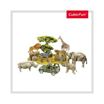 CubicFun PUZZLE 3D+BROSURA-ANIMALE SALBATICE 69 PIESE