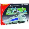 MEHANO Set trenulet electric TGV T111 cu locomotiva, trei vagoane, sina si diorama