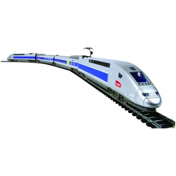 MEHANO Set trenulet electric TGV T111 cu locomotiva, trei vagoane, sina si diorama