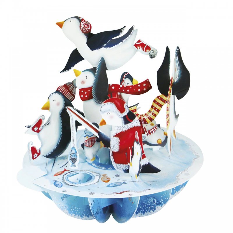 Felicitare 3D Pirouettes Santoro - Pinguinii lui Mos Craciun Felicitare 3D Pirouettes Santoro - Pinguinii lui Mos Craciun