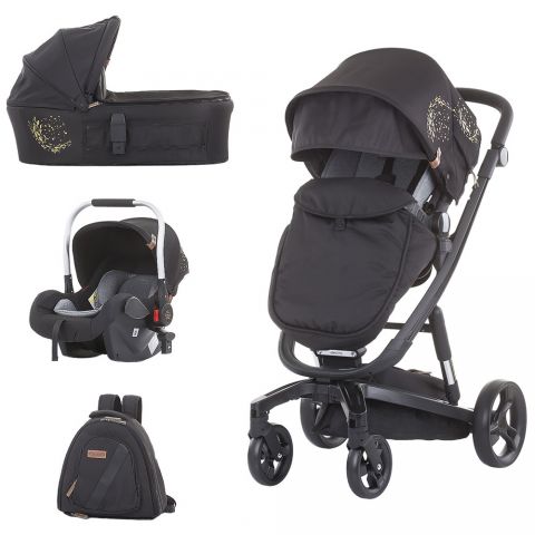 Chipolino Carucior Chipolino Electra 3 in 1 gold cu cadru negru