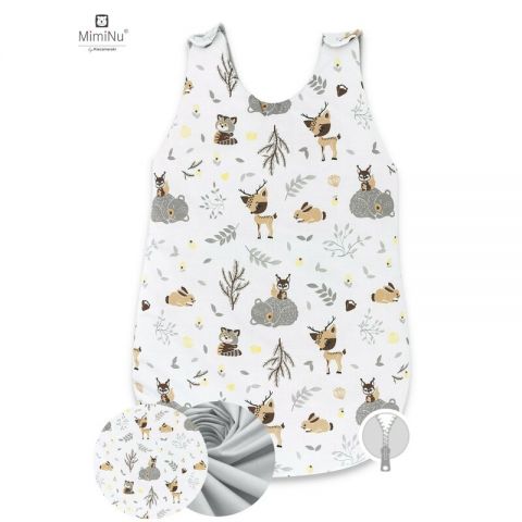 MimiNu - Sac de dormit de iarna, 70 cm, 0 &ndash; 6 luni, Forest friends Grey/Beige