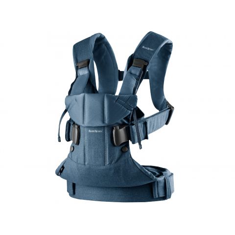 BabyBjorn - Marsupiu anatomic One, cu pozitii multiple de purtare Denim Midnight Blue, Bumbac