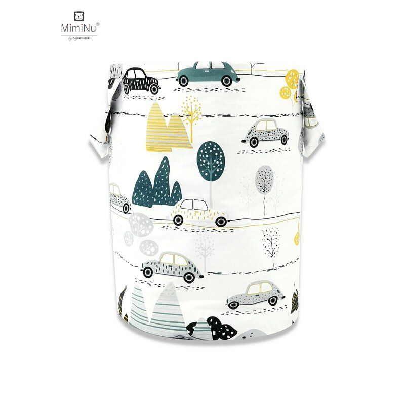 MimiNu - Cos rotund pentru depozitare jucarii, 35x50 cm, Childrens Journey Grey