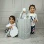 MimiNu - Cos rotund pentru depozitare jucarii, 35x50 cm, Childrens Journey Grey