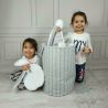 MimiNu - Cos rotund pentru depozitare jucarii, 35x50 cm, Childrens Journey Grey