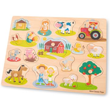 New Classic Toys Puzzle lemn Ferma 17 piese NEW