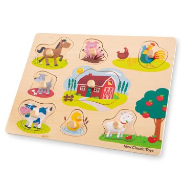 New Classic Toys Puzzle lemn Ferma 9 piese NEW