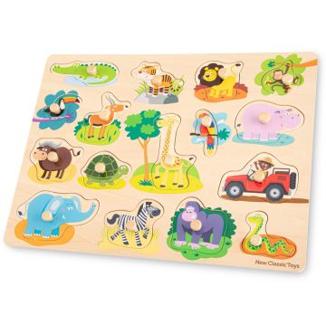 New Classic Toys Puzzle lemn Safari 17 piese NEW