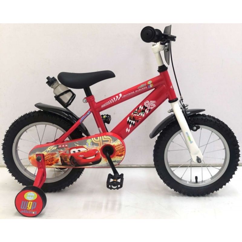 Volare Bicicleta Volare Cars pentru baieti 14 inch cu roti ajutatoare partial montata Volare Bicicleta Volare Cars pentru baieti 14 inch cu roti ajutatoare partial montata