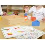 Masterkidz Set educativ prisme triunghiulare si triunghiuri-recipient, din lemn, +2 ani, Masterkidz, pentru gradinite