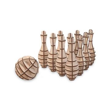 EWA Set constructie mini cu mecanism Puzzle 3D MINI BOWLING din lemn 131 piese