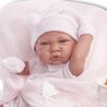 Antonio Juan Papusa bebe realist Toqui-fetita Reborn cu paturica, cu articulatii, alb-roz, corp realist anatomic,