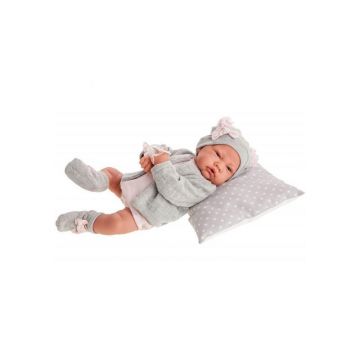 Antonio Juan Papusa bebe realist Nacida Reborn cu pernuta, cu articulatii, gri