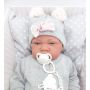 Antonio Juan Papusa bebe realist Nacida Reborn cu pernuta, cu articulatii, gri,