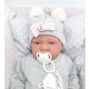 Antonio Juan Papusa bebe realist Nacida Reborn cu pernuta, cu articulatii, gri,