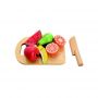 MAMAMEMO Set blat de taiat cu fructe de jucarie, din lemn,