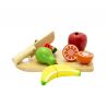 MAMAMEMO Set blat de taiat cu fructe de jucarie, din lemn,