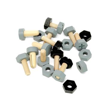 MAMAMEMO Suruburi, piulite, bolduri de jucarie, din lemn
