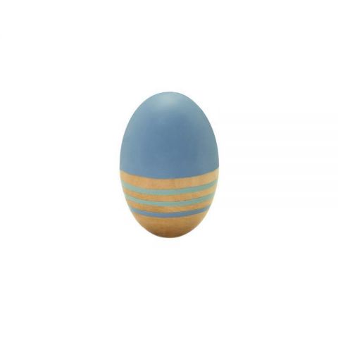 MAMAMEMO Maraca jucarie muzicala in forma de ou, din lemn, albastra,