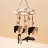 Mobbli Carusel patut bebelusi Mobile, cu 5 jucarii natur-negru animale, lemn,