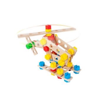 Alexander Toys Set constructie 68 piese din lemn Constructor Junior- Elicopter