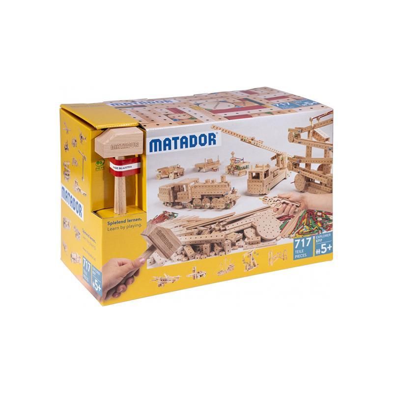 Matador Set cuburi de constructie din lemn Explorer 717 piese, +5 ani, Matador Set cuburi de constructie din lemn Explorer 717 piese, +5 ani,