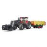 BRUDER BRUDER - TRACTOR CASE IH OPTUM 300 CVX CU INCARCATOR FRONTAL SI REMORCA TRANSPORT CU 8 BALOTI