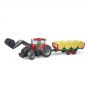 BRUDER BRUDER - TRACTOR CASE IH OPTUM 300 CVX CU INCARCATOR FRONTAL SI REMORCA TRANSPORT CU 8 BALOTI