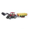 BRUDER BRUDER - TRACTOR CASE IH OPTUM 300 CVX CU INCARCATOR FRONTAL SI REMORCA TRANSPORT CU 8 BALOTI
