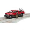 BRUDER BRUDER - MASINA DE TEREN RAM 2500 CU MOTOCICLETA SCRAMBLER DUCATI DESERT SI SOFER