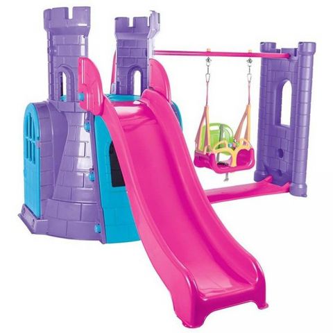 Pilsan Centru de joaca  Castle Slide and Swing Set purple