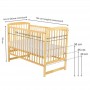 BabyNeeds Patut din lemn Ola 120X60 cm Natur