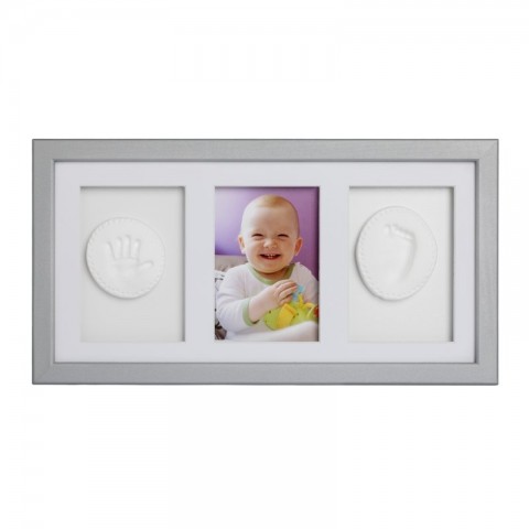 Baby HandPrint Double Memory Frame Silver