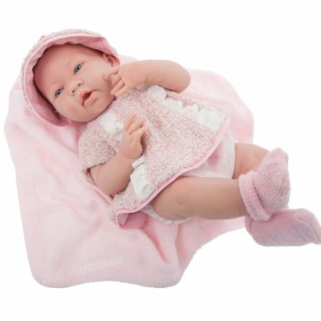 JcToys Jucarie Bebelusa in costum roz cu palarie 40cm