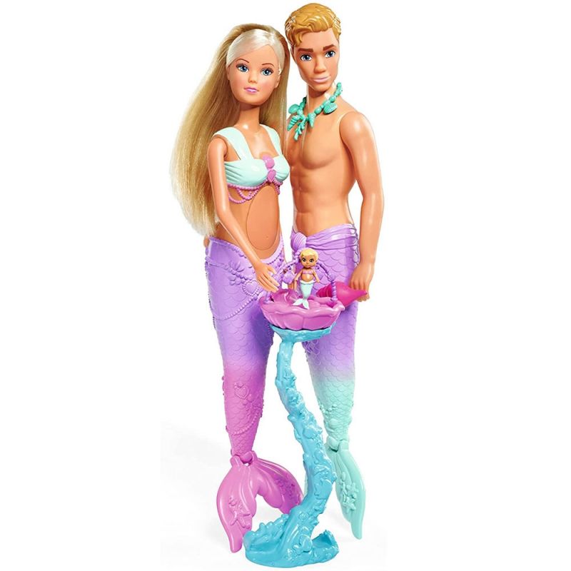 Simba Set Steffi Love Mermaid Family papusa Steffy 29 cm, papusa Kevin 29 cm si accesorii Simba Set Steffi Love Mermaid Family papusa Steffy 29 cm, papusa Kevin 29 cm si accesorii