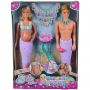 Simba Set  Steffi Love Mermaid Family papusa Steffy 29 cm, papusa Kevin 29 cm si accesorii