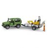 Bruder masina de teren LAND ROVER DEFENDER cu remorca si micro excavator JCB