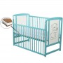 BabyNeeds Patut din lemn Timmi 120x60 cm cu laterala culisanta Mint + Saltea 10 cm