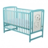 BabyNeeds Patut din lemn Timmi 120x60 cm cu laterala culisanta Mint + Saltea 10 cm