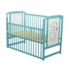 BabyNeeds Patut din lemn Timmi 120x60 cm cu laterala culisanta Mint + Saltea 10 cm
