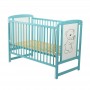 BabyNeeds Patut din lemn Timmi 120x60 cm cu laterala culisanta Mint + Saltea 10 cm
